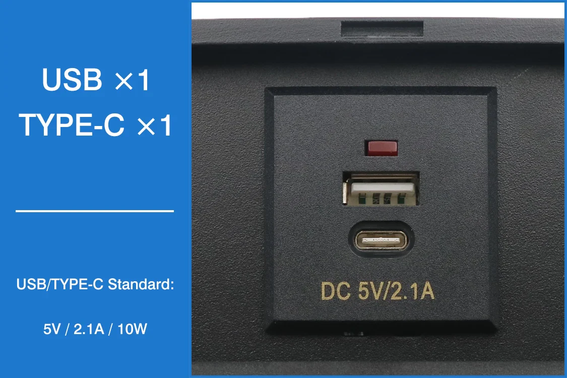 Desktop pop up Socket 3 EU plug with USB A&amp;C charging with 1.8m power cable - Image 4