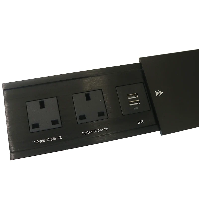 Desktop Sliding Socket 2 UK plug with USB A&A charging with 1.8m power cable - Image 3
