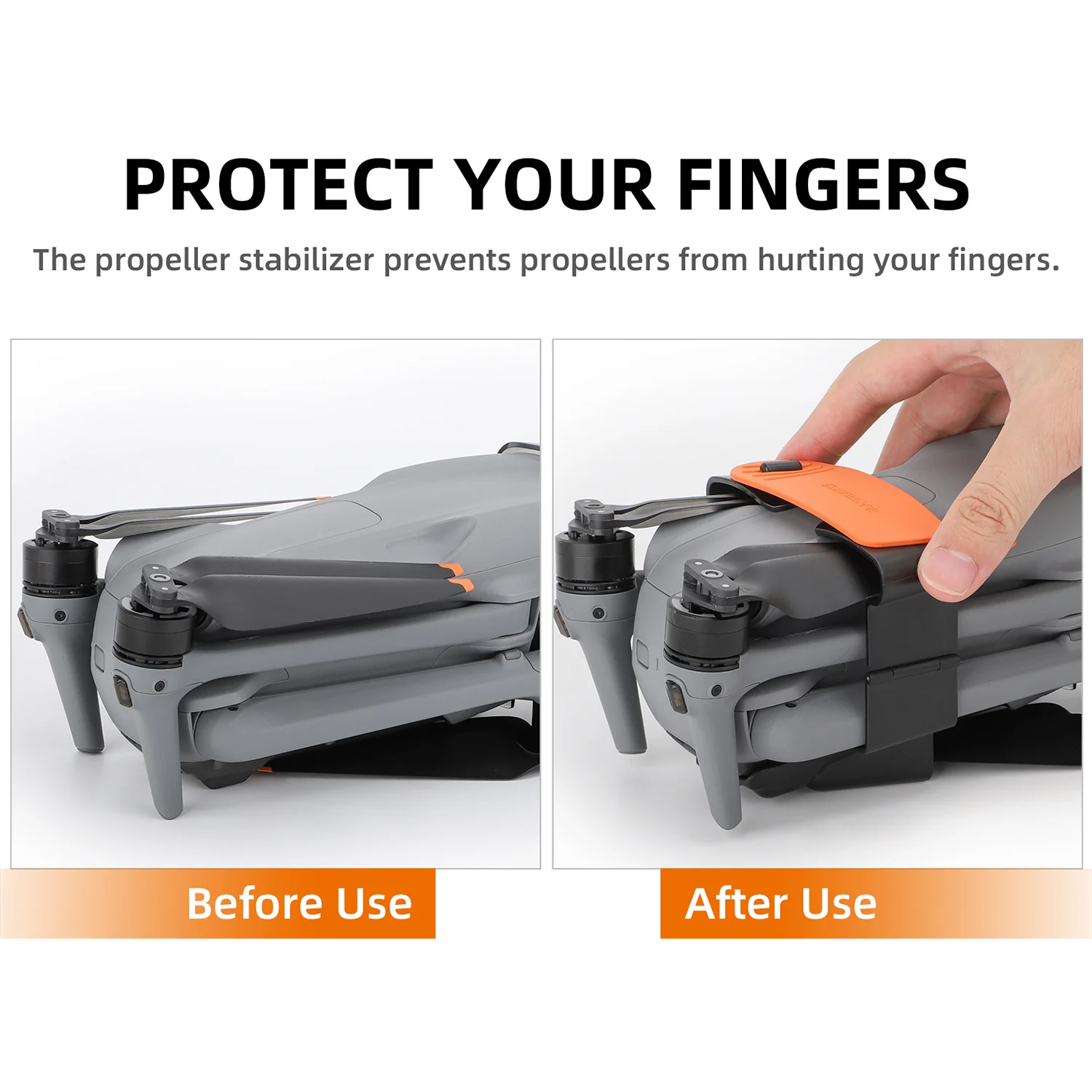 SUNNYLIFE A3-SJ663 For DJI Air 3 Drone Propeller Holder Plastic+Silicone Propeller Fixing Stabilizer - Black - Image 7